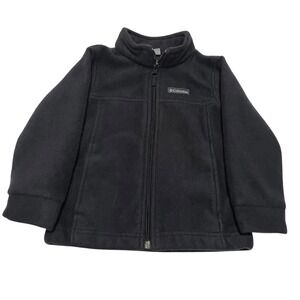 Columbia Kids Black Fleece Jacket Full Zip Mock Neck Size 3T Toddler Coat
